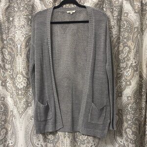 Mudd Light Gray Open-Front Knit Cardigan